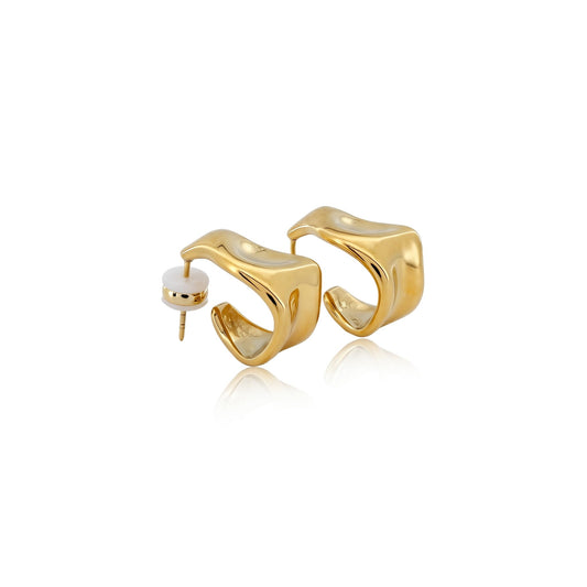 Chunky Wave Gold Hoop Earrings