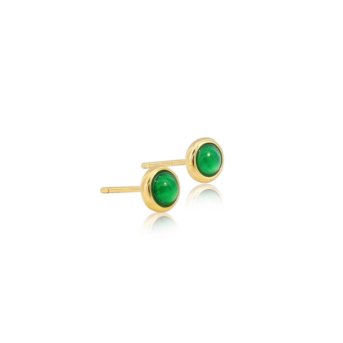 Natural Jade Button Stud Earrings