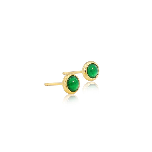 Natural Jade Button Stud Earrings