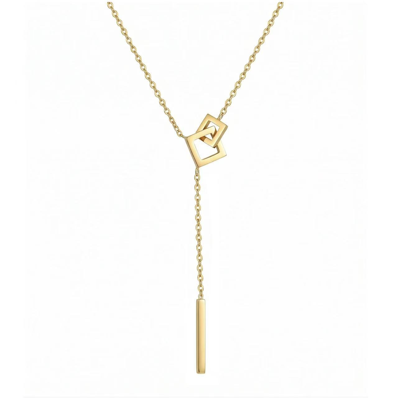 Geometric Gold Lariat Necklace