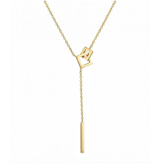 Geometric Gold Lariat Necklace