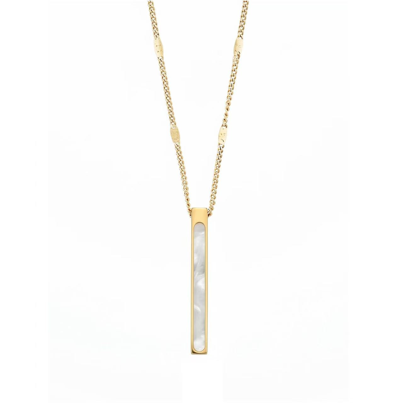 Mother of Pearl Bar Pendant Necklace