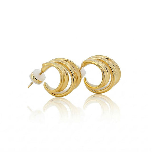 Ribbed Crescent Hoop Earrings