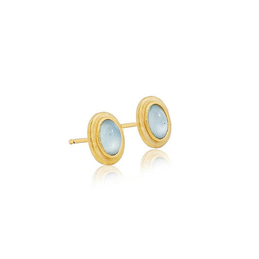 Green Jade Gold Stud Earrings