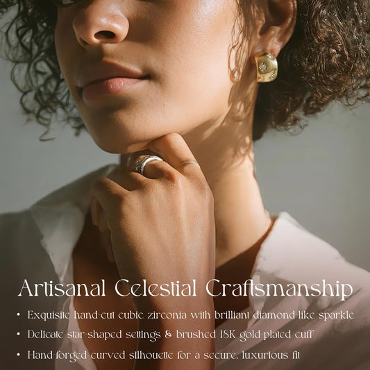 Brushed Sunburst Crystal Hoop Earrings