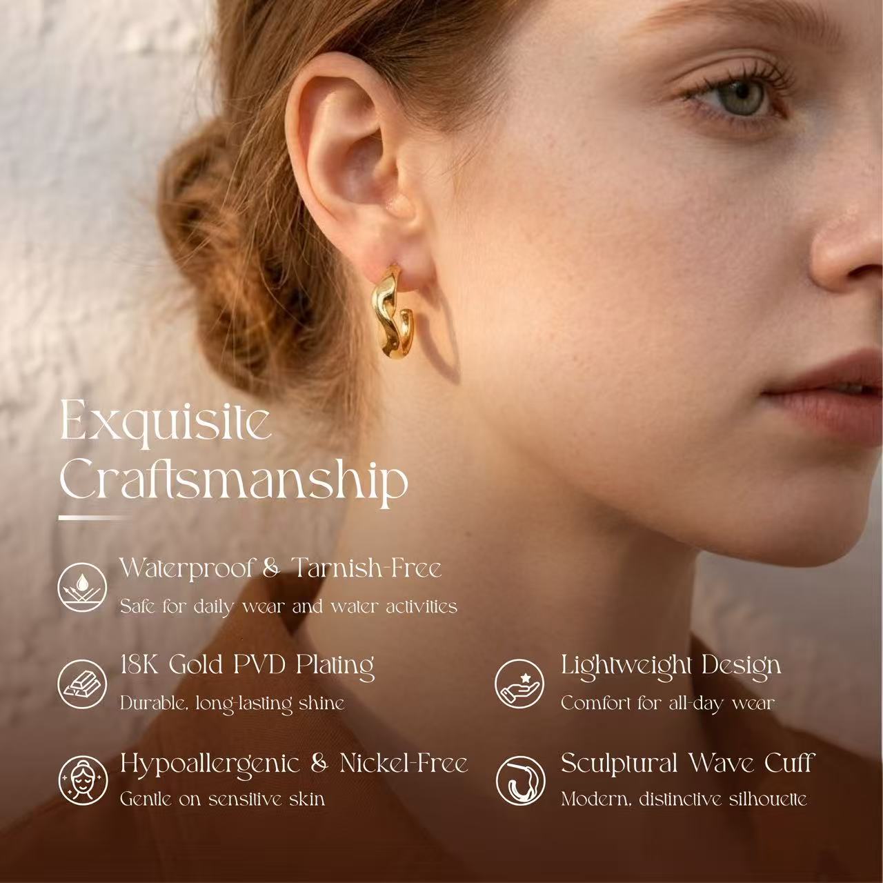 Sculptural Wave Open Hoop Earrings