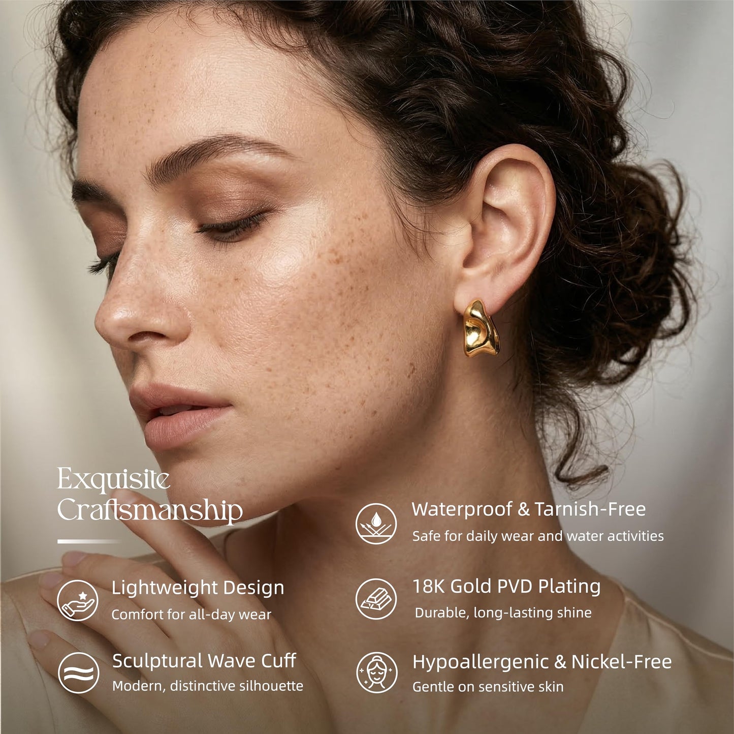 Chunky Wave Gold Hoop Earrings