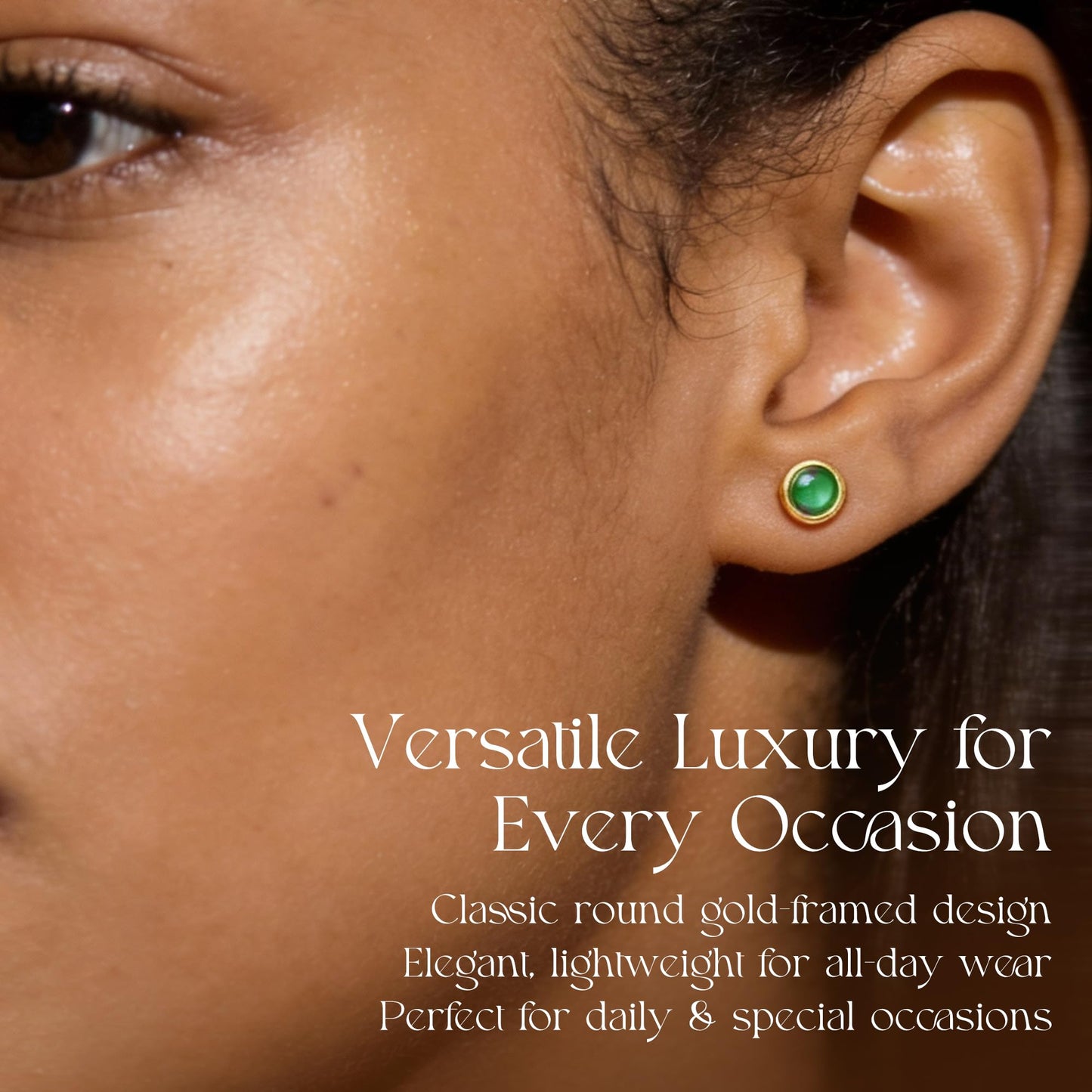Natural Jade Button Stud Earrings