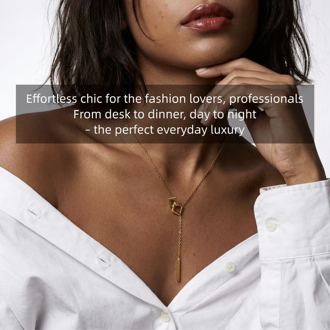 Geometric Gold Lariat Necklace