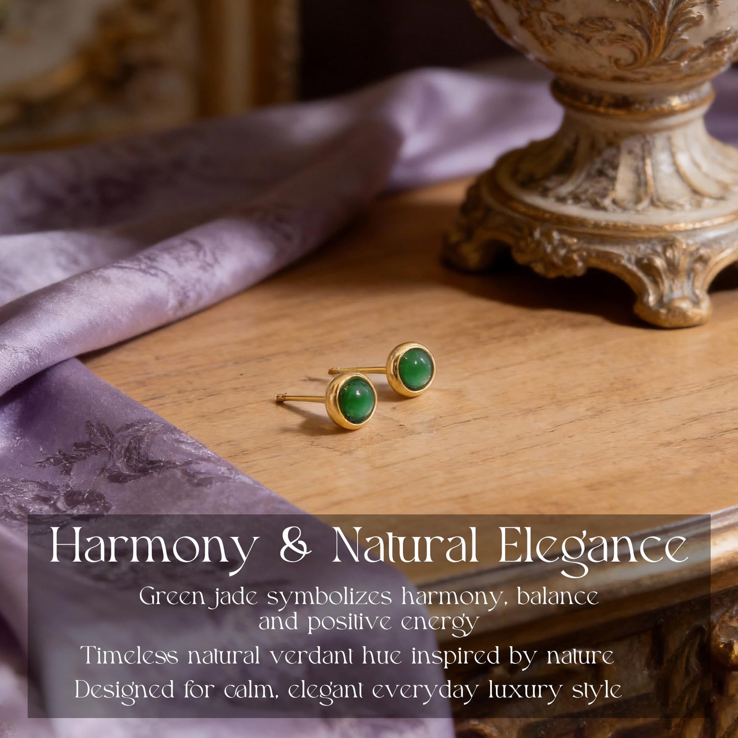 Natural Jade Button Stud Earrings