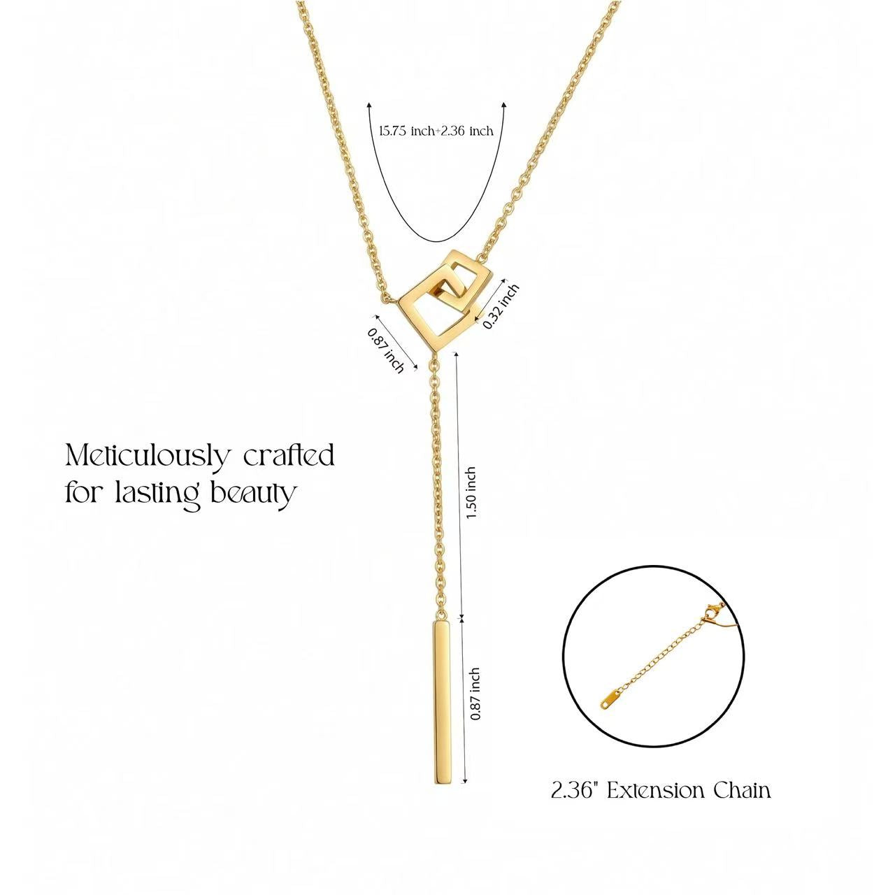 Geometric Gold Lariat Necklace