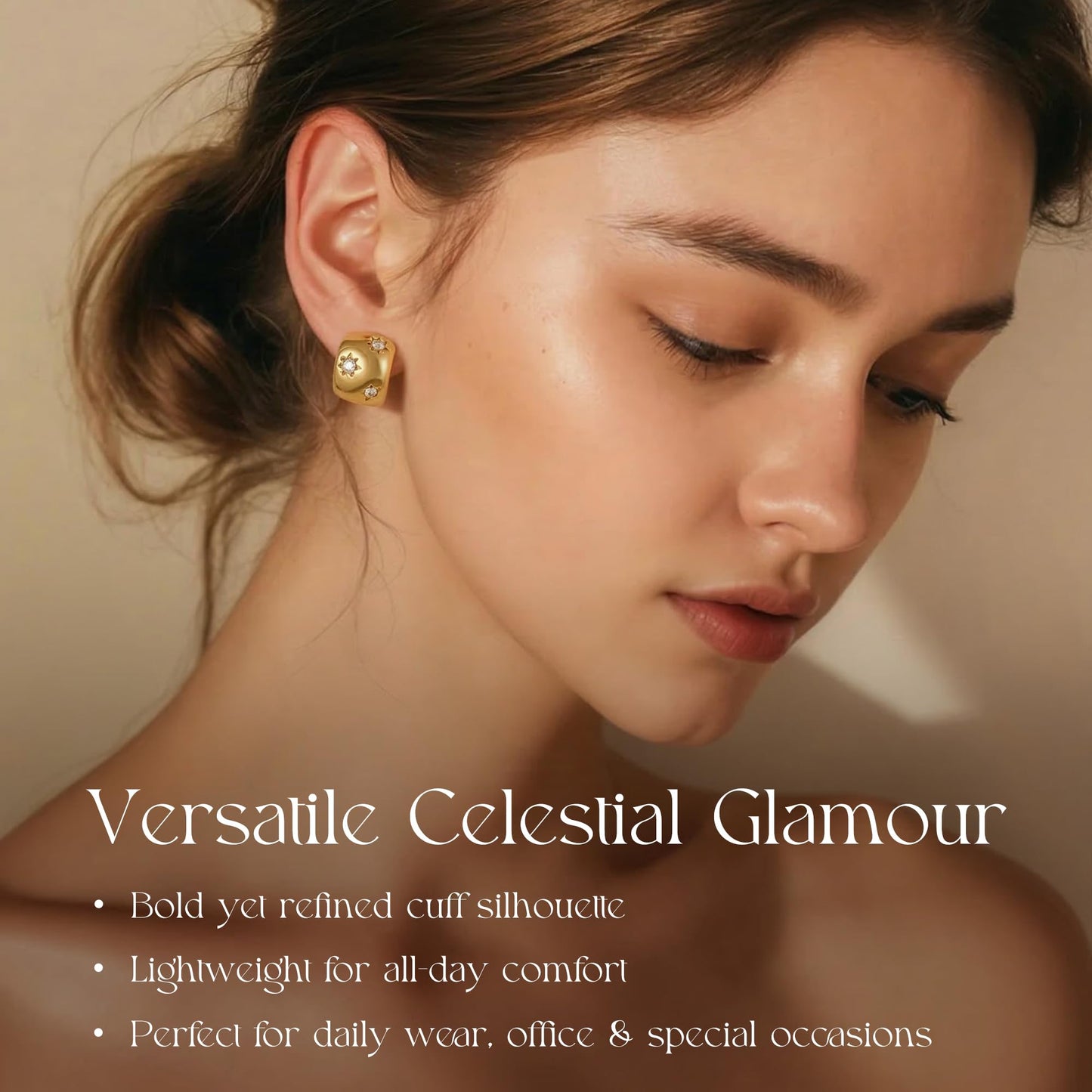 Brushed Sunburst Crystal Hoop Earrings