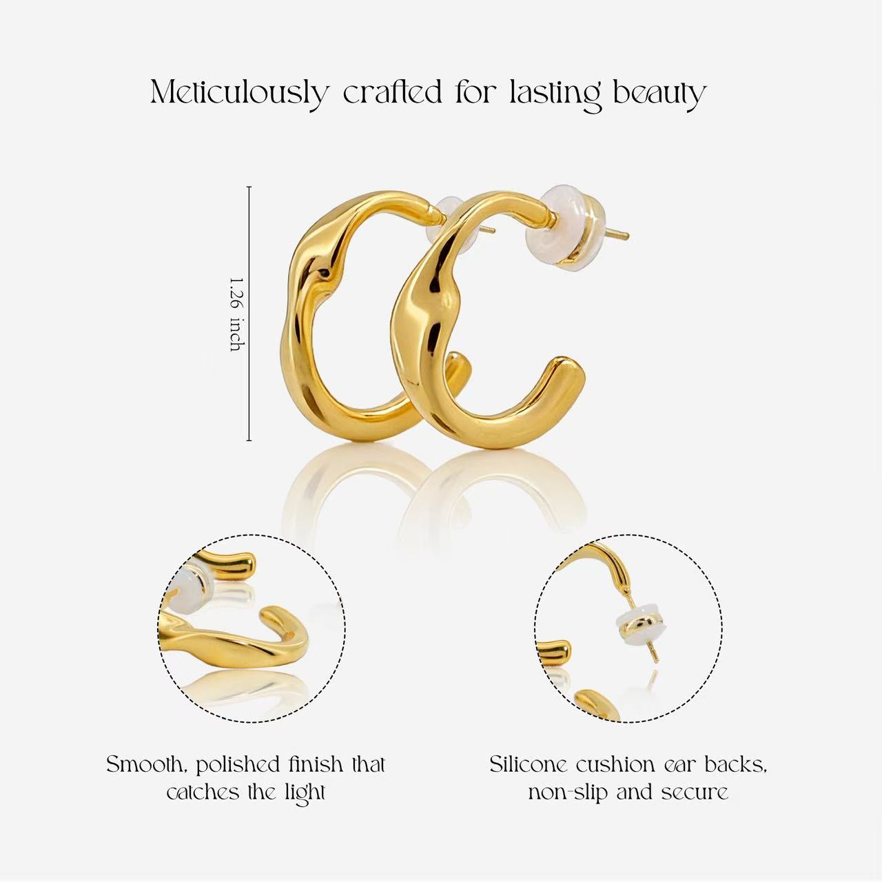 Sculptural Wave Open Hoop Earrings