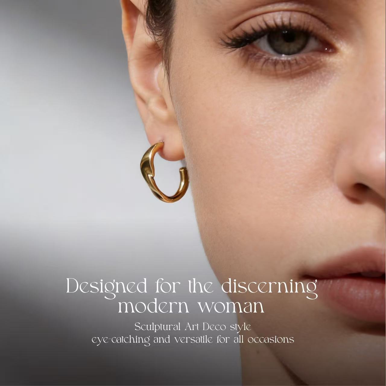 Sculptural Wave Open Hoop Earrings