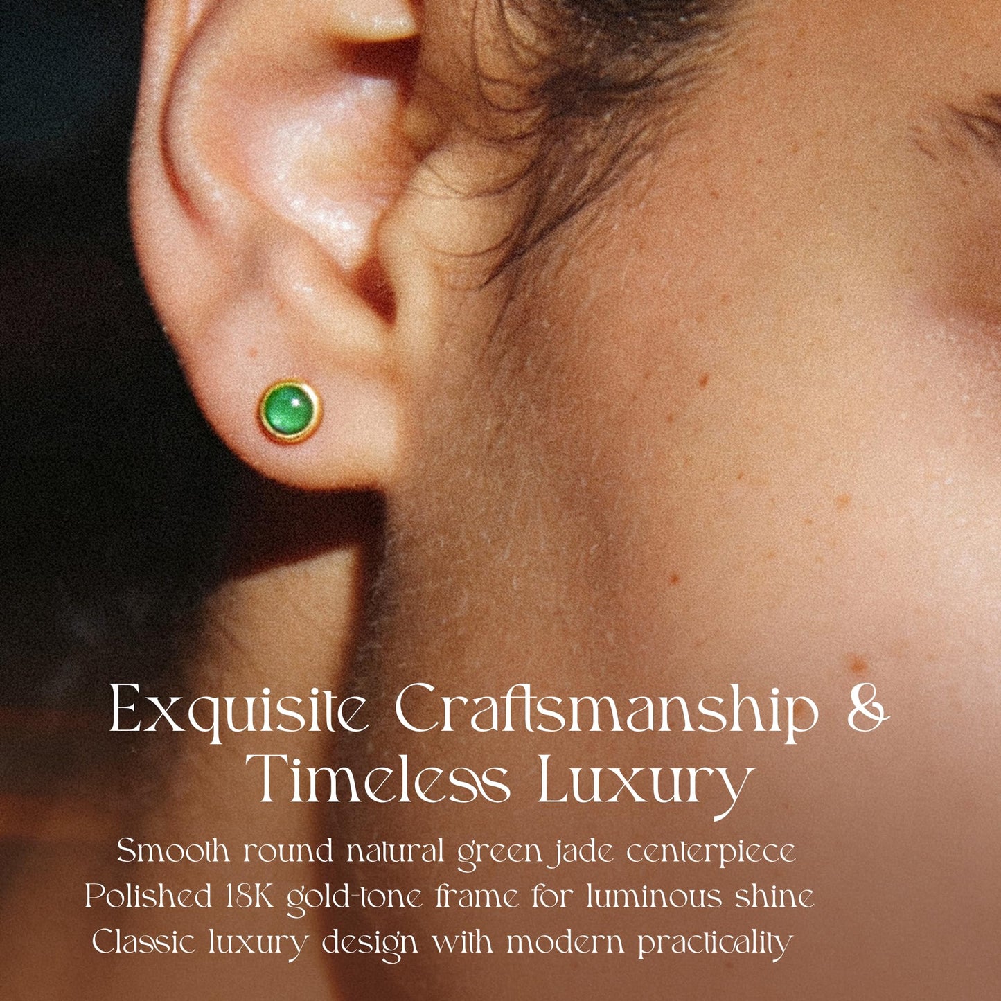 Natural Jade Button Stud Earrings