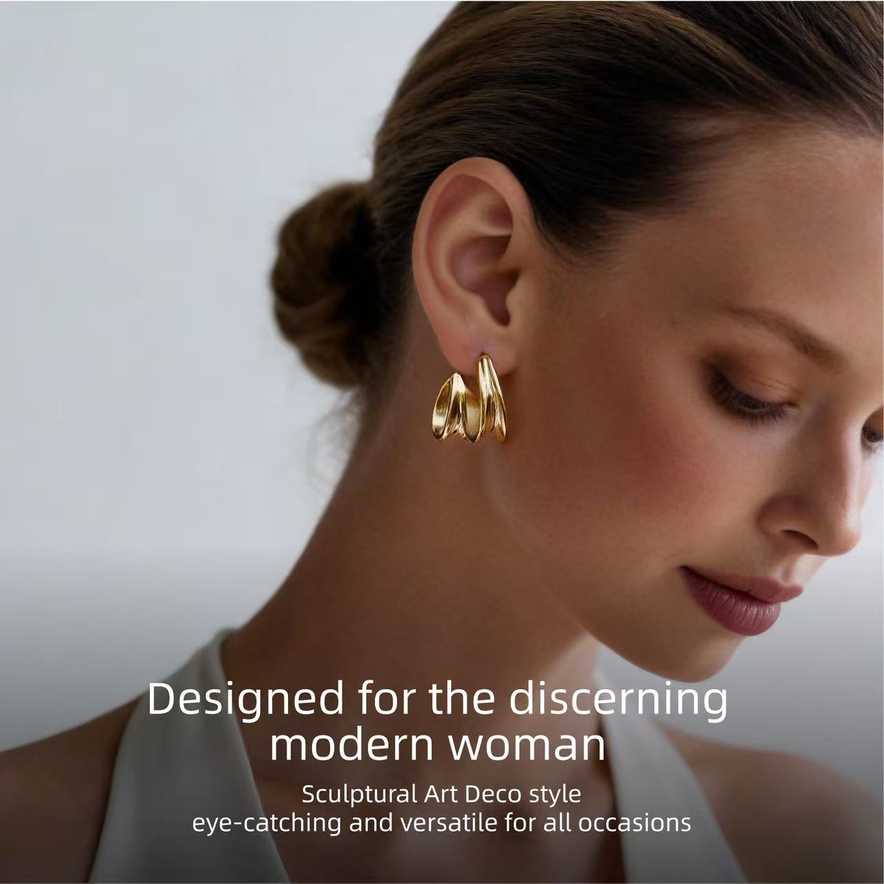 Ribbed Crescent Hoop Earrings